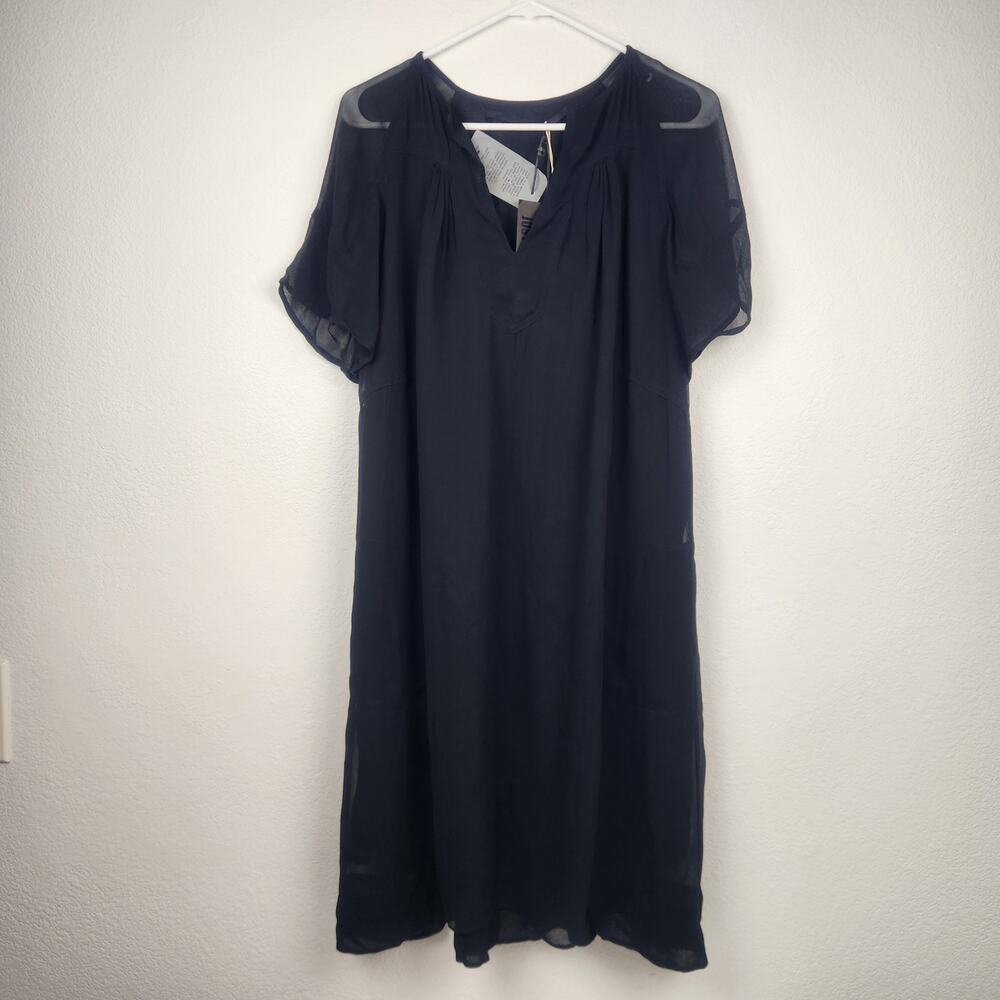 Just Female Afrodite Dress in Black Size XS Short Sleeve V Neck Knee Length NWT